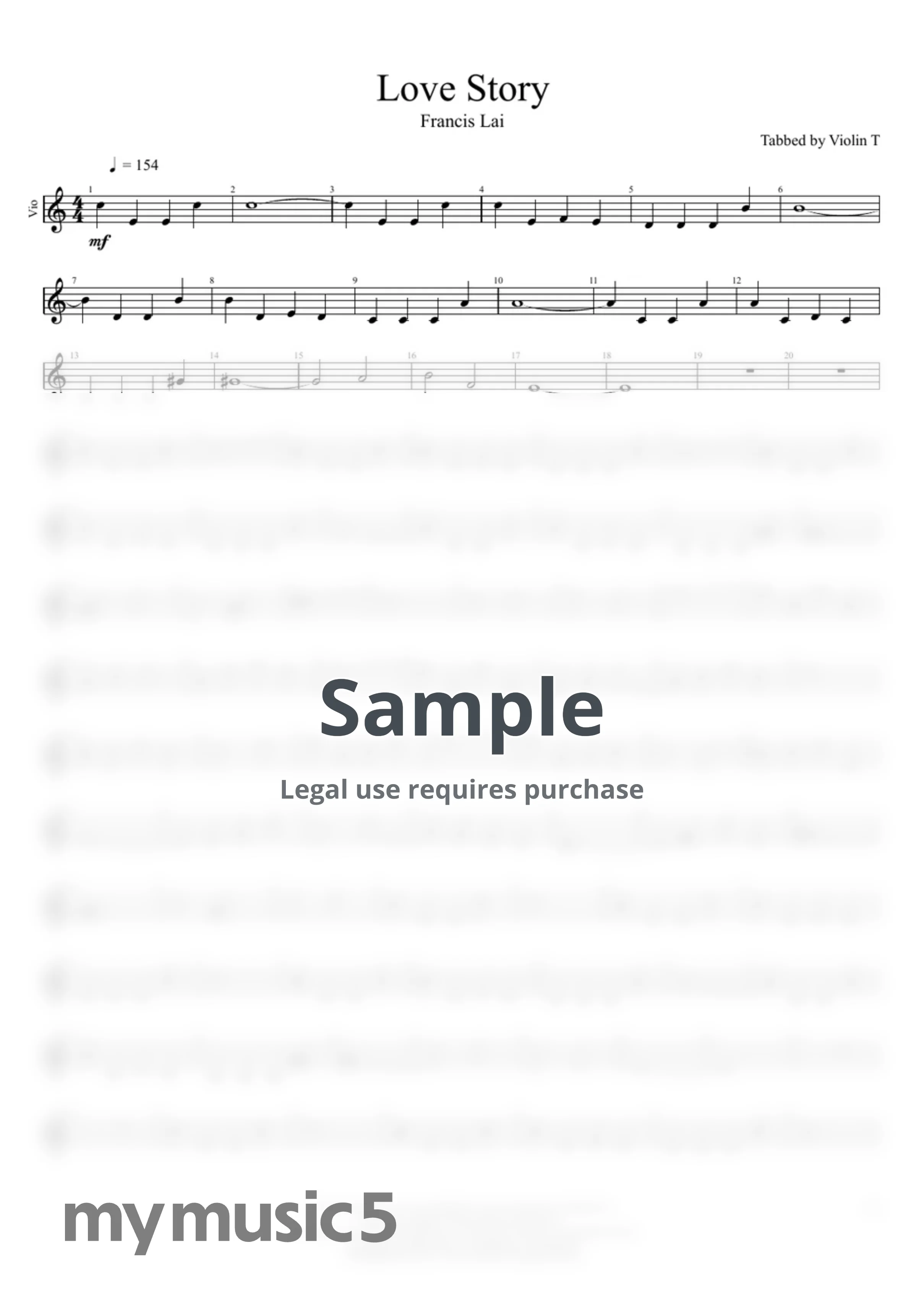 Francis Lai - Love Story (Francis Lai) (Violin) by Violin T