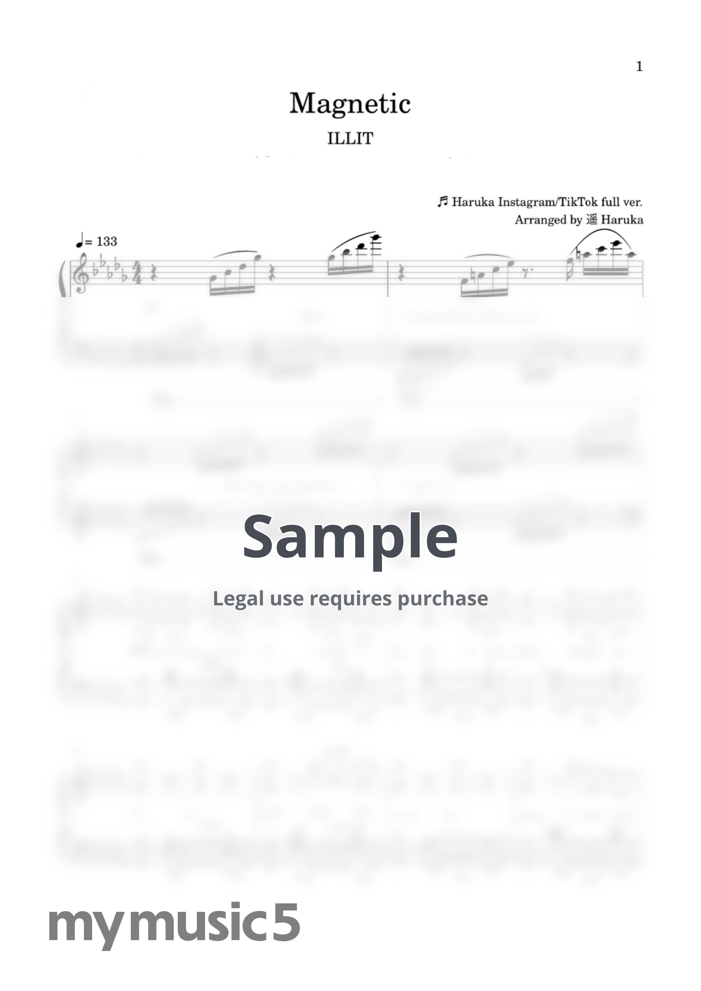 ILLIT - Magnetic (Piano・歌詞付き・Instagram/TikTokarrange ver.) by 遥 Haruka Tiktok/Instagram ver.（Full ver.）