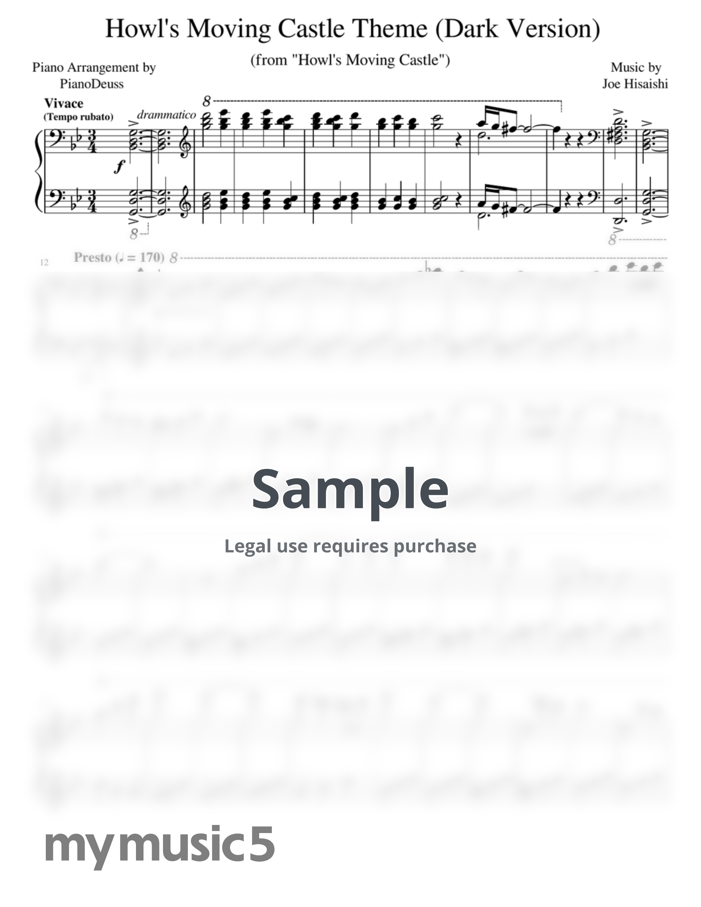 Joe Hisaishi - Howl's Moving Castle Theme (Dark Version) by PianoDeuss