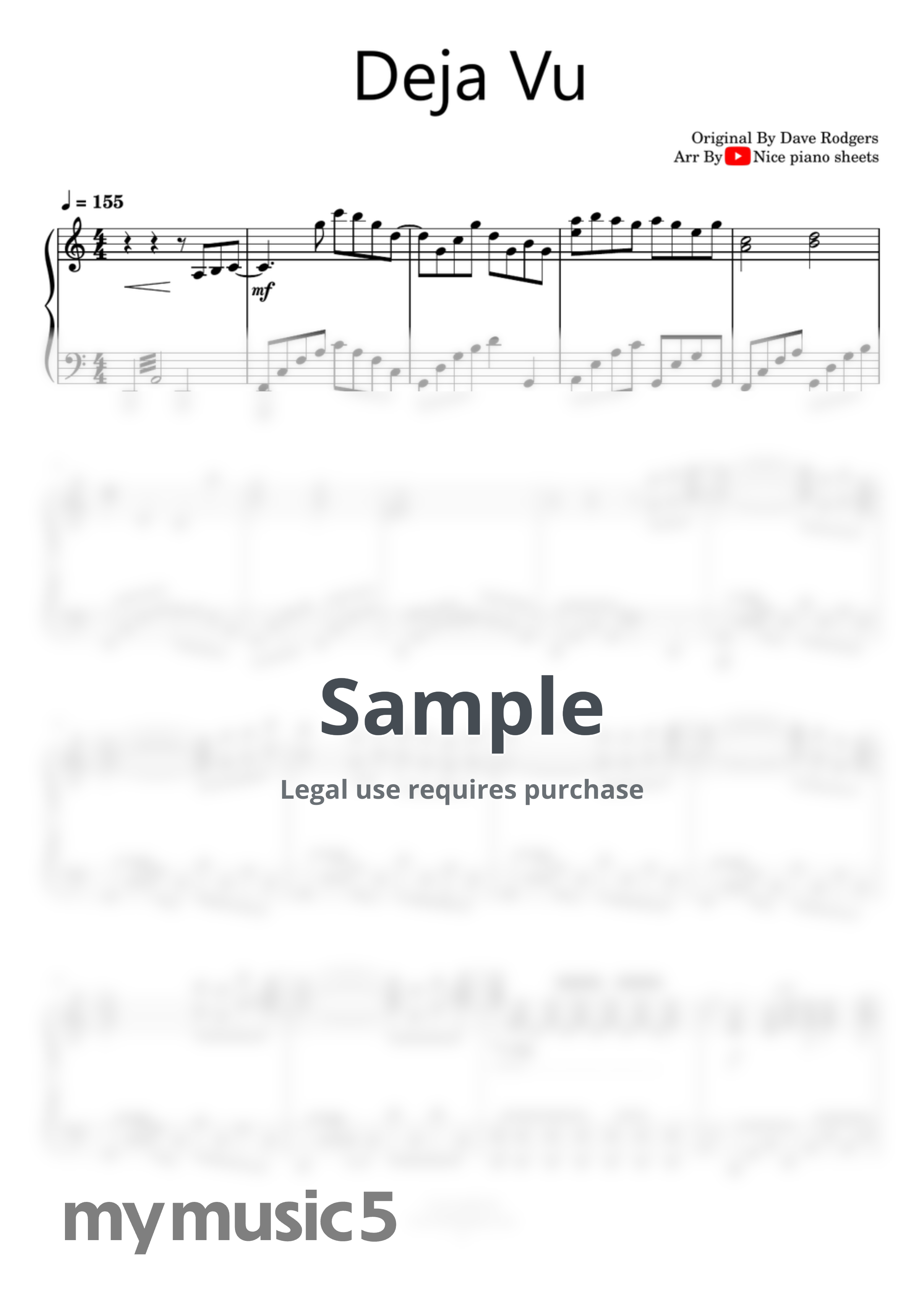 Dave Rodgers - Deja Vu/既視感 by Nice piano sheets