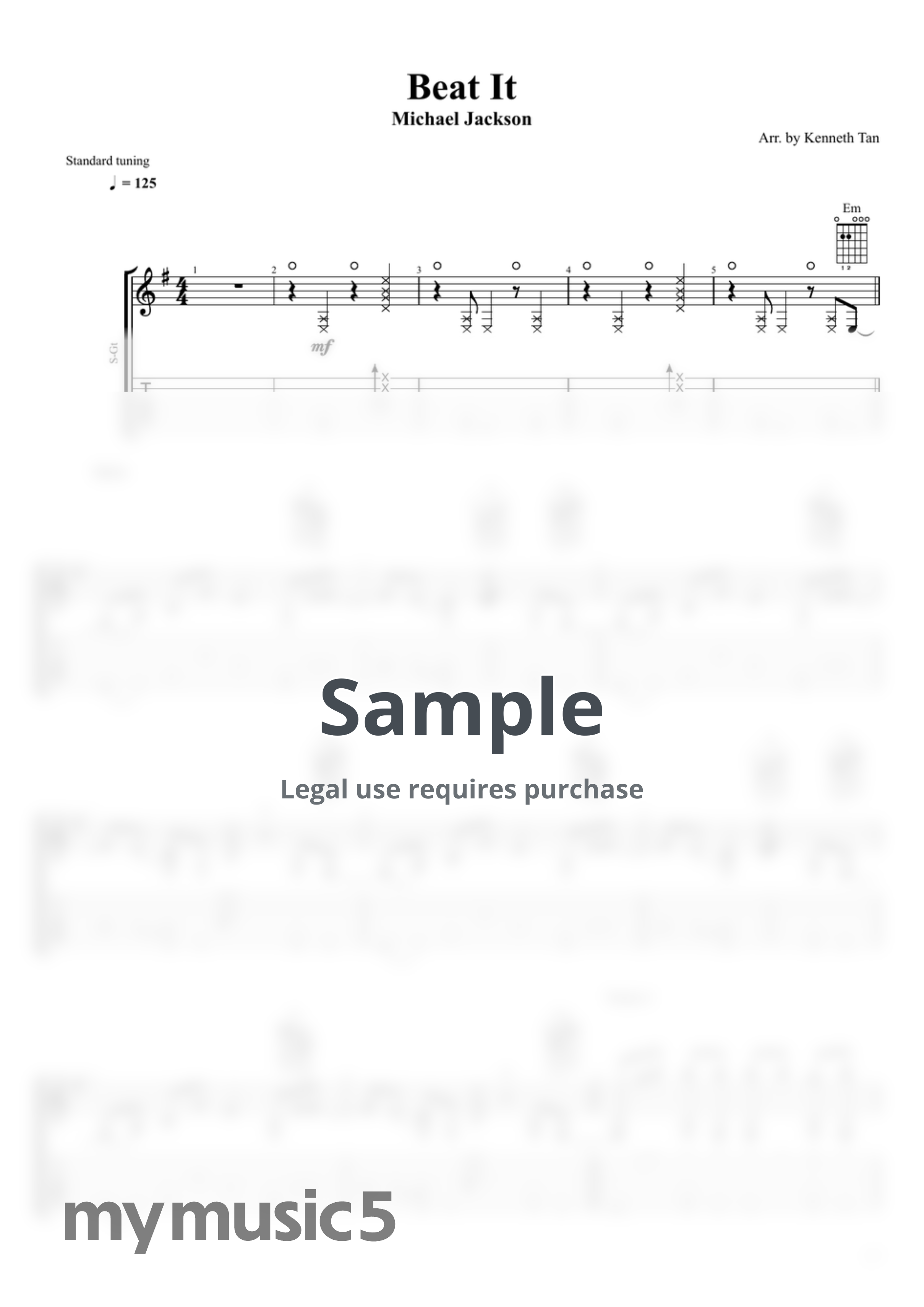 Michael Jackson | Fingerstyle Guitar - Beat It by Kenneth Acoustic