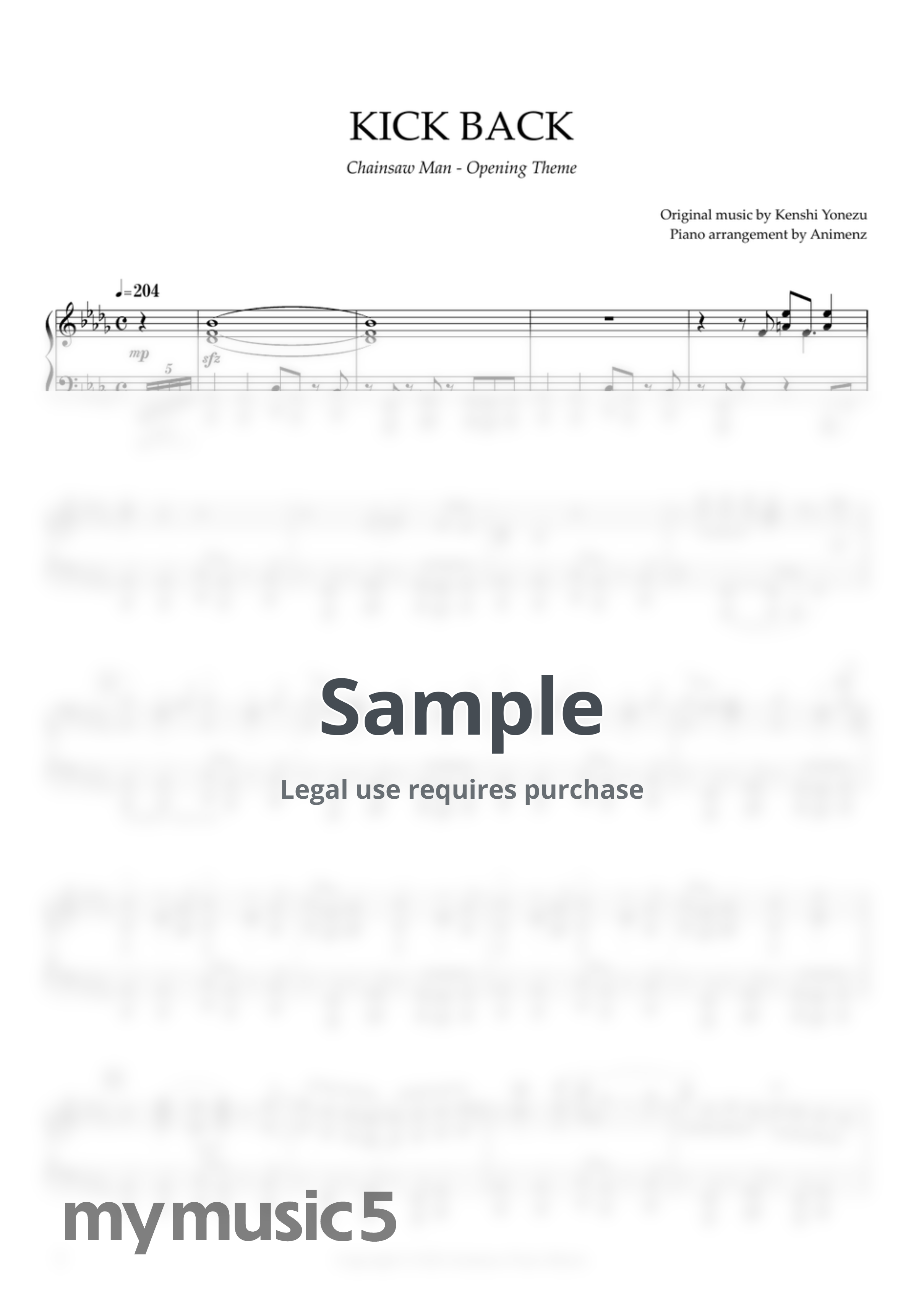 Kenshi Yonezu - KICK BACK (Chainsaw Man OP) by Animenz