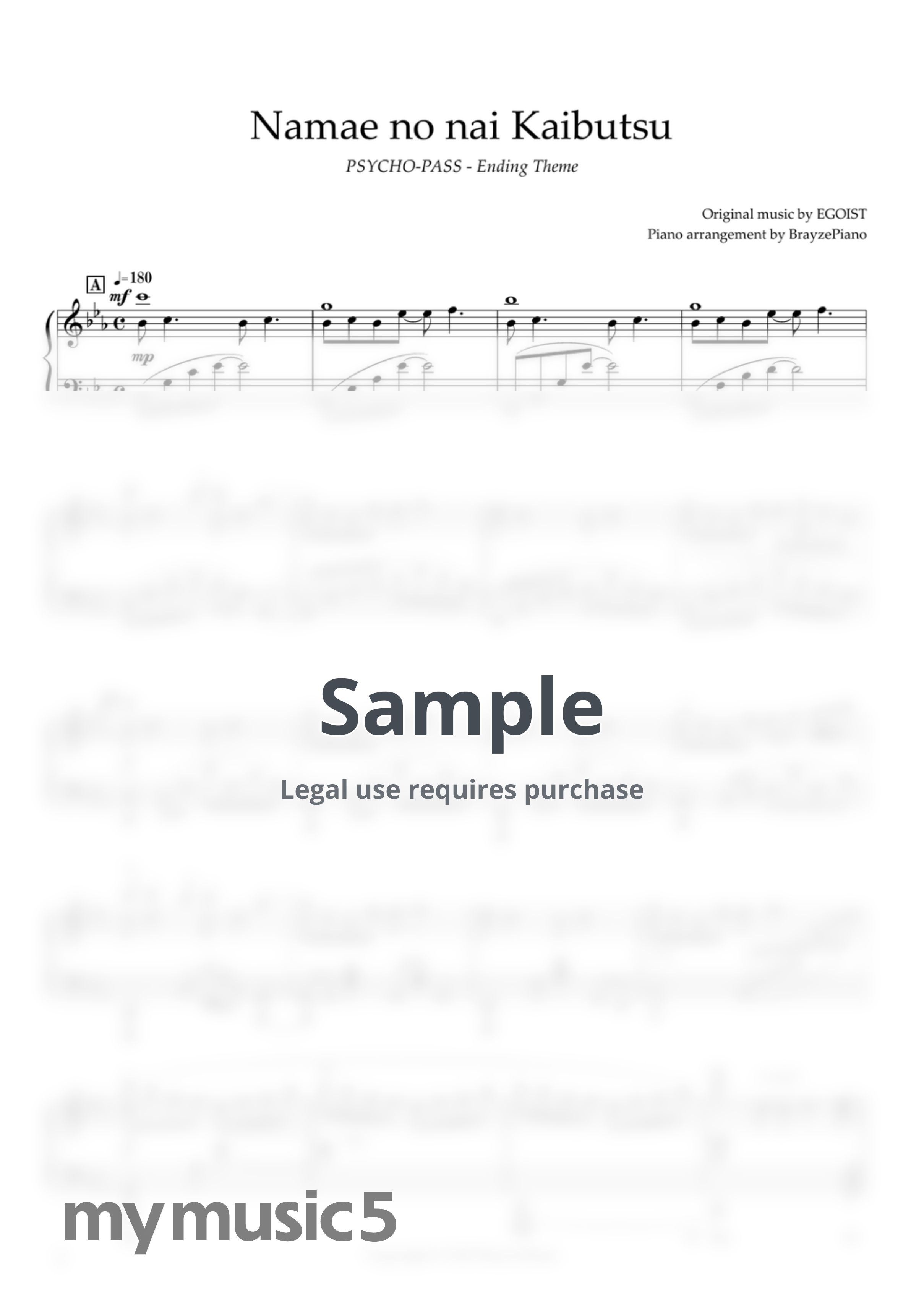 EGOIST - Namae no nai Kaibutsu (PSYCHO-PASS ED) by BrayzePiano
