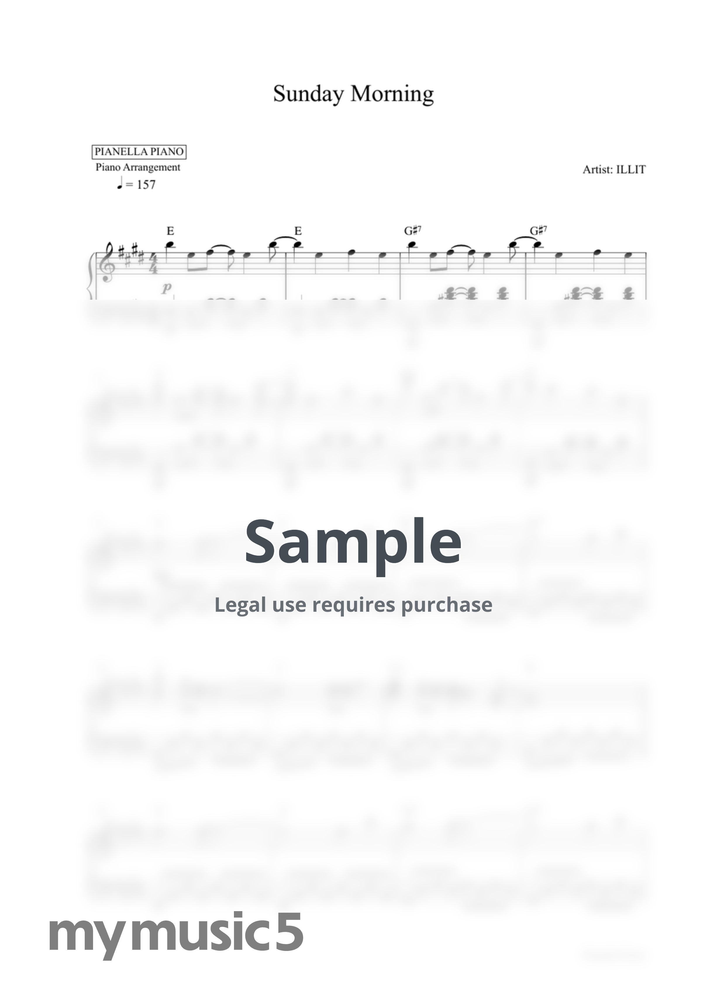 ILLIT - Sunday Morning (Piano Sheet) by Pianella Piano