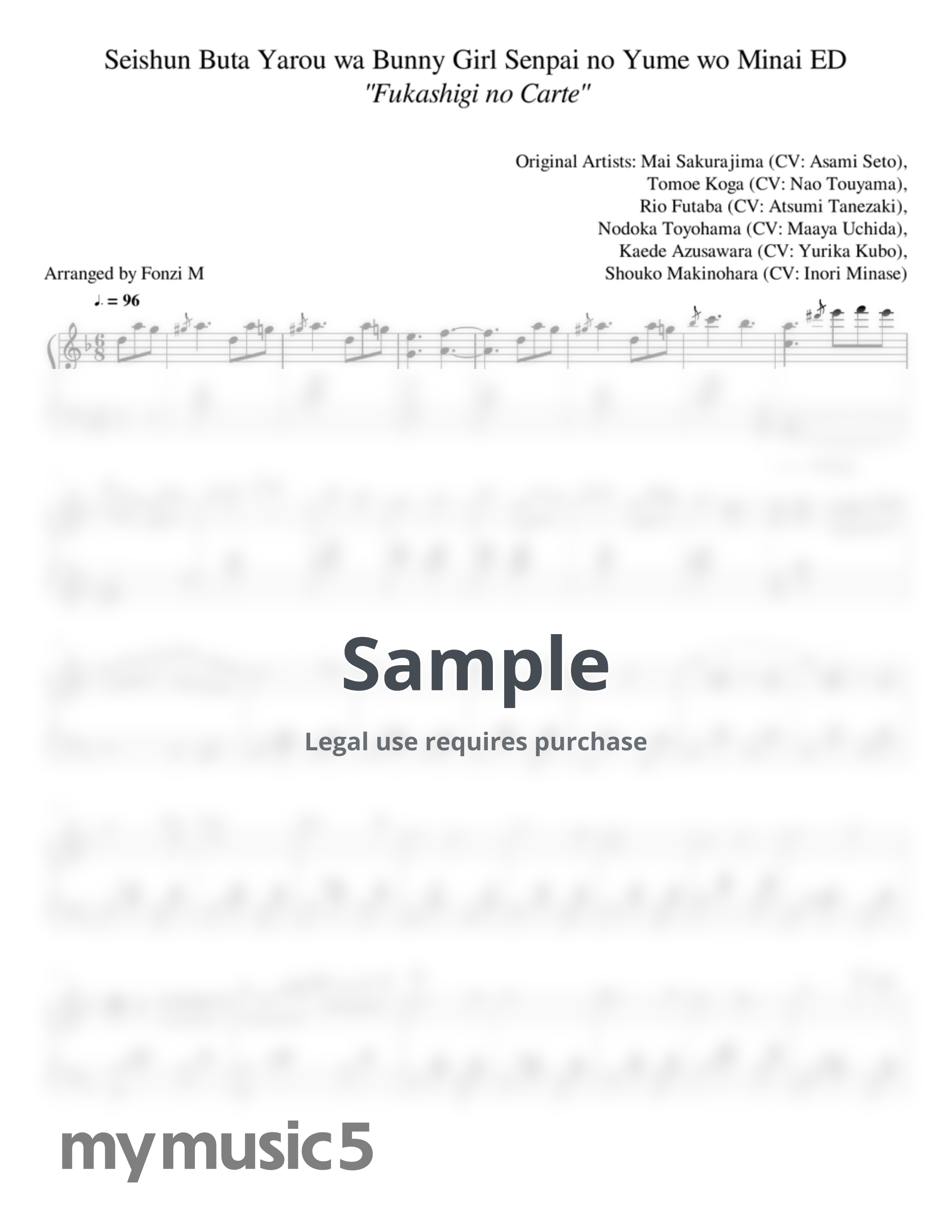 Mai Sakurajima (Asami Seto) &amp; Co. - Seishun Buta Yarou wa Bunny Girl Senpai no Yume wo Minai ED - "Fukashigi no Carte" by Fonzi M