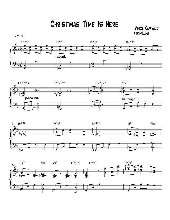 Charlie Brown Christmas Time Is Here (Jazz) by MIWHA Sheet Music