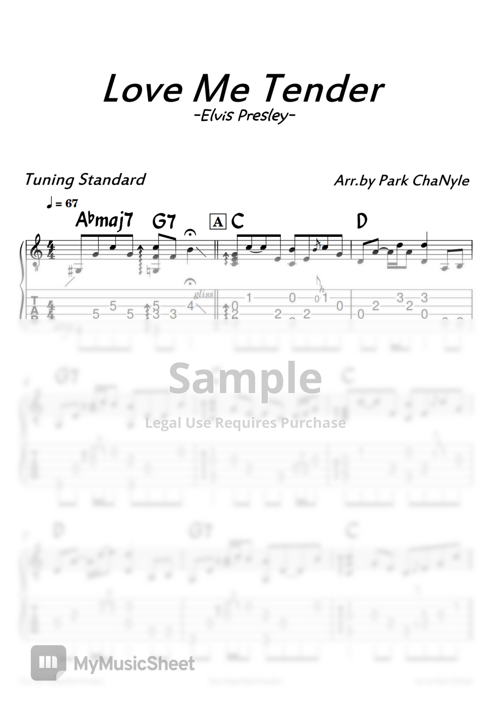 Elvis Presley Love Me Tender (Acoustic Fingerstyle Guitar) by Park