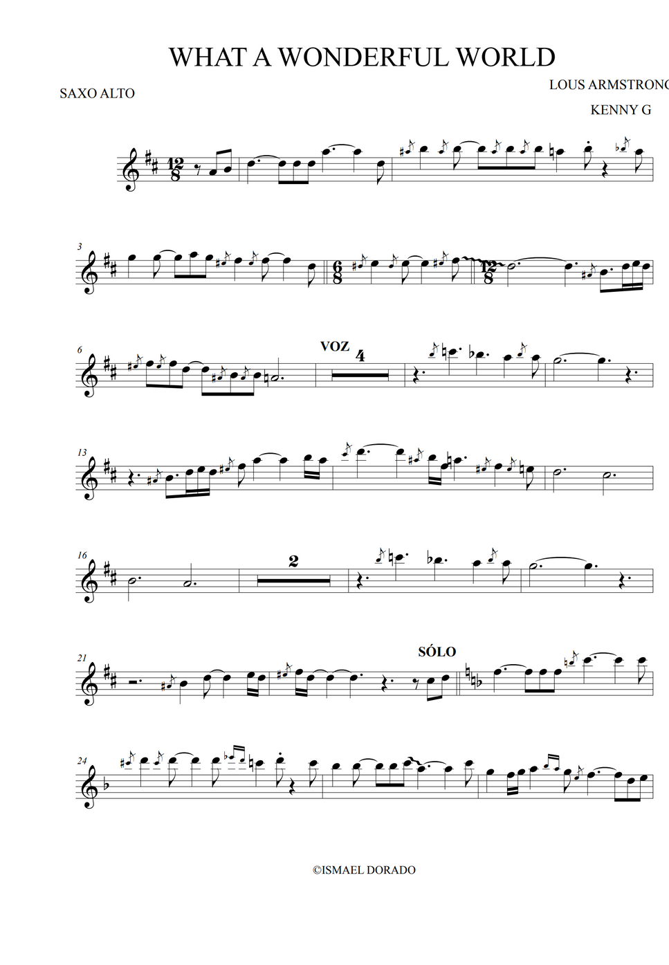 What a Wonderful World Louis Armstrong. Kenny G (Alto Sax) by Ismael