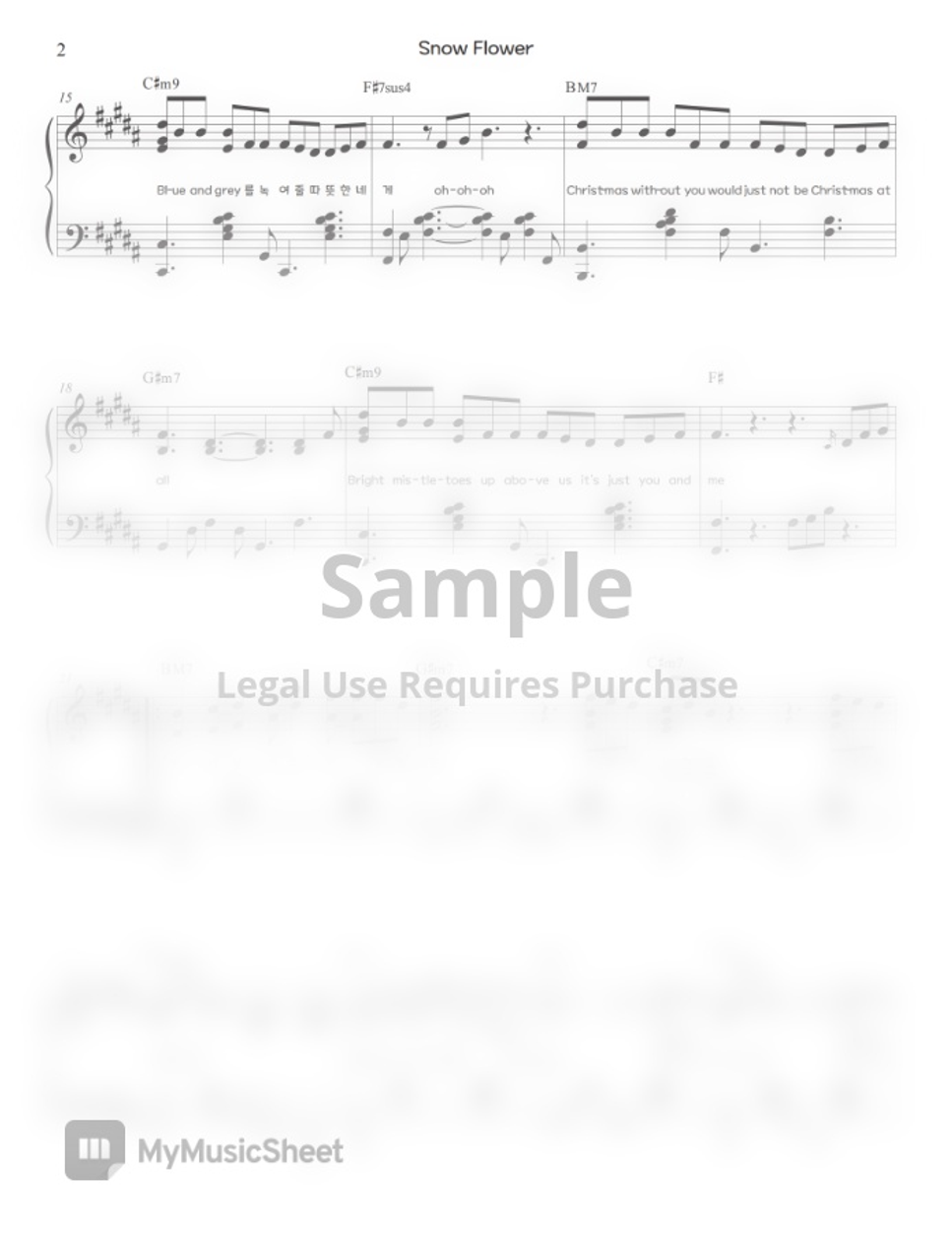 V (BTS) Snow Flower (feat. Peakboy) (Hard ver.) by Jinnie J Sheet