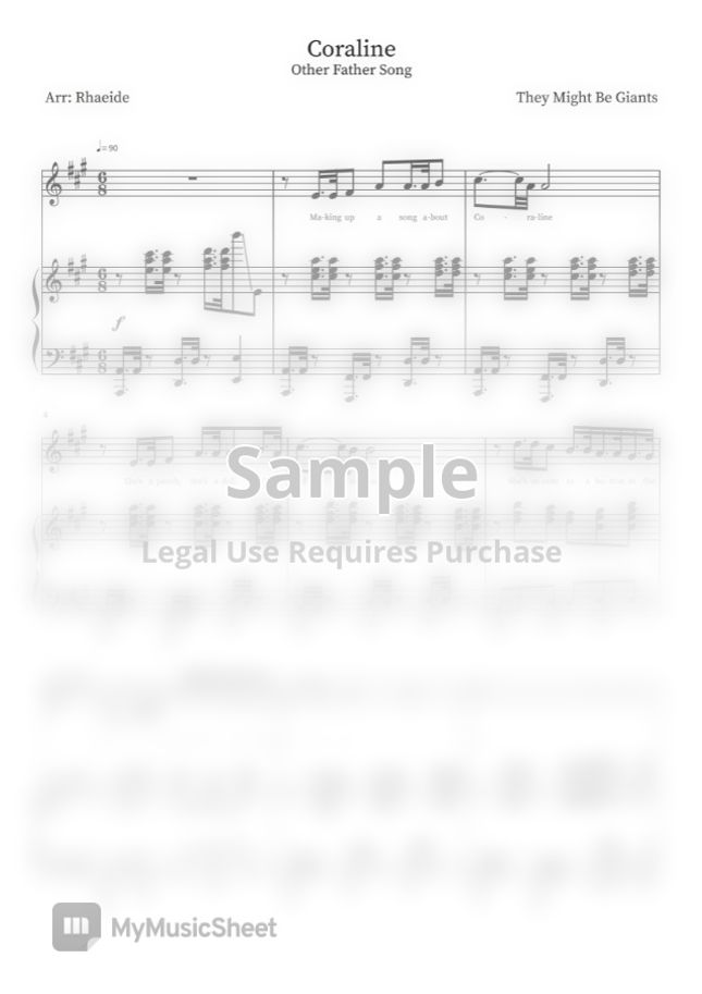 Coraline Other Father Song (They Might Be Giants) by Rhaeide Sheet Music