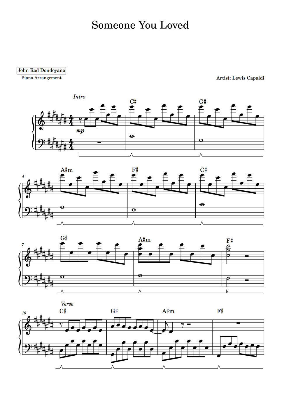 Lewis Capaldi - Someone You Loved (PIANO SHEET) Nuty by John Rod Dondoyano