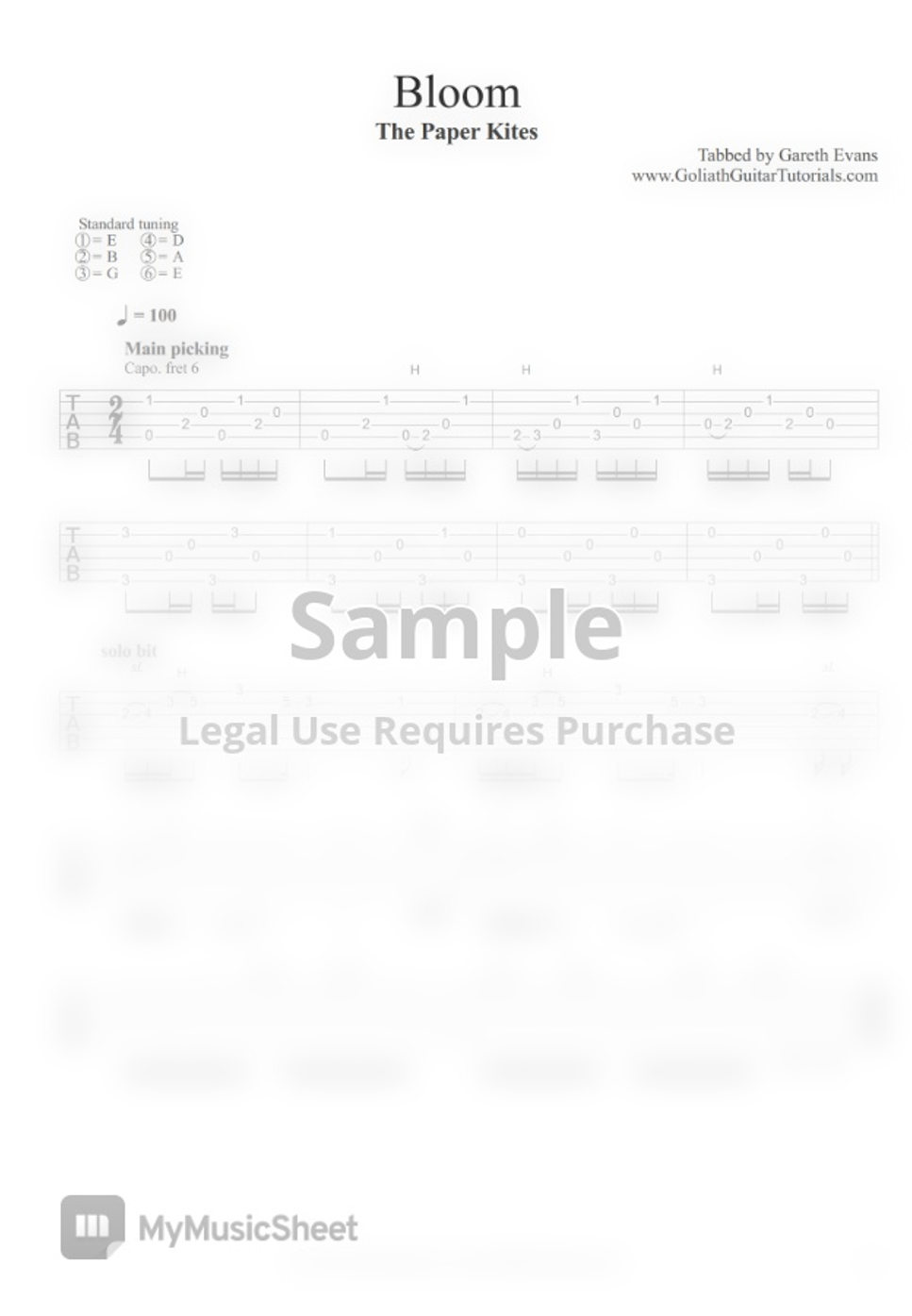 Bloom The Paper Kites TAB by Goliath Guitar Tutorials