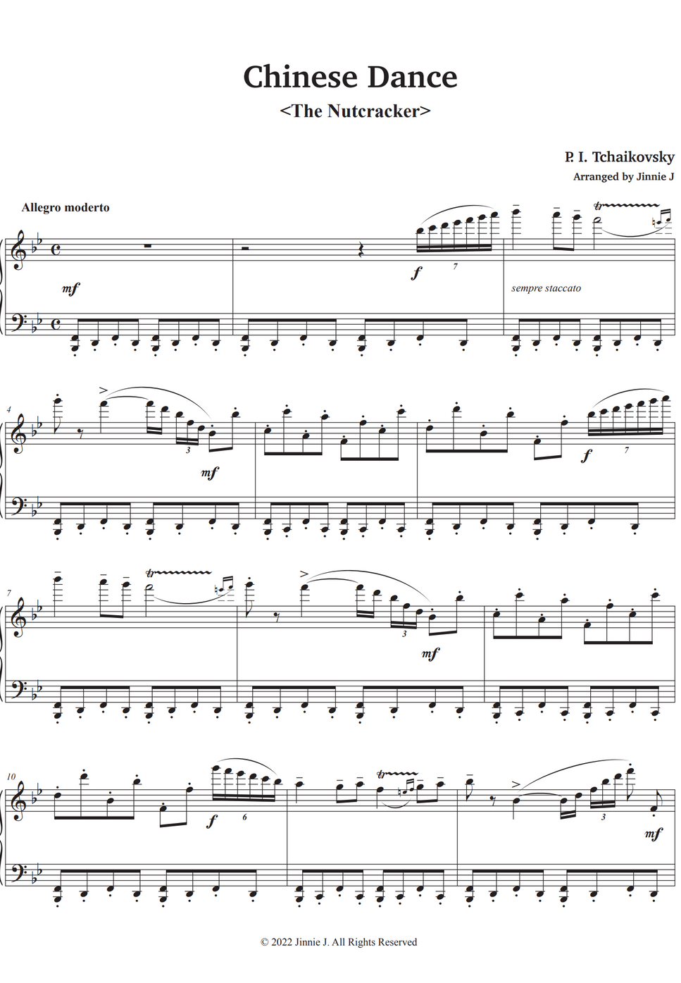 Tchaikovsky Chinese Dance (The Nutcracker) by Jinnie J楽譜