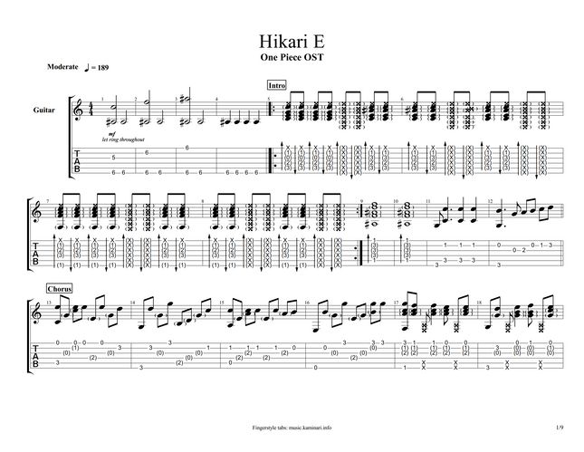 One Piece Ost Hikari E ワンピース ヒカリへ Sheet