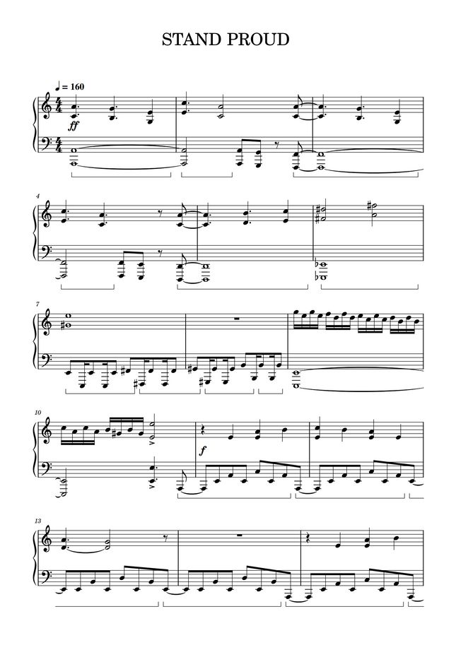 Jin Hashimoto STAND PROUD (JoJo's Bizarre A) by TTK Sheet Music