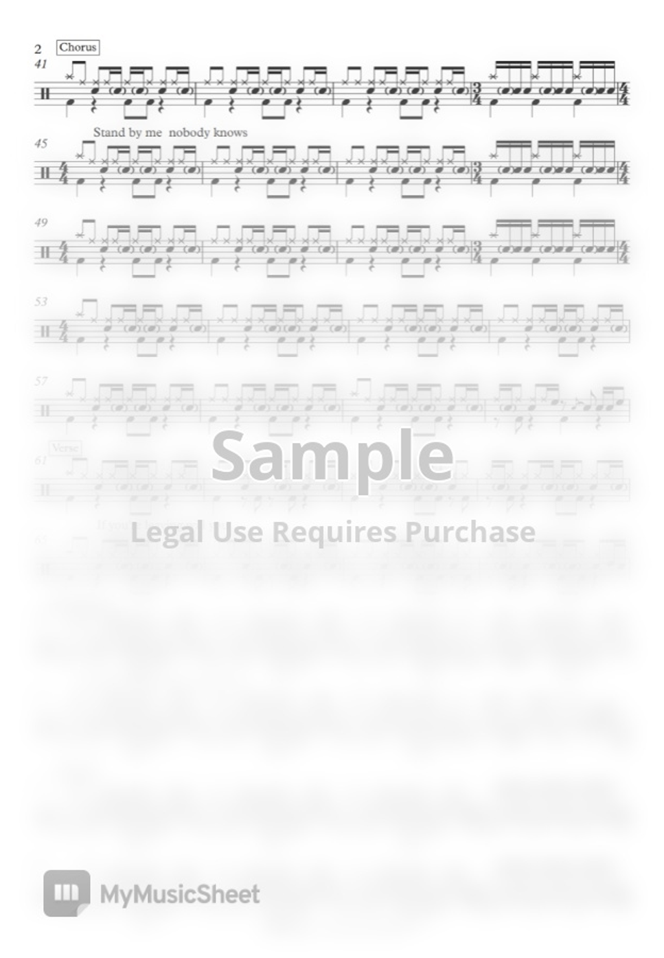 Oasis Stand By Me (드럼악보) by Seonwook Kim Nuty