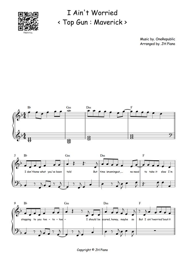 OneRepublic I Ain't Worried (Top Gun Maverick OST (easy.ver)) by JH