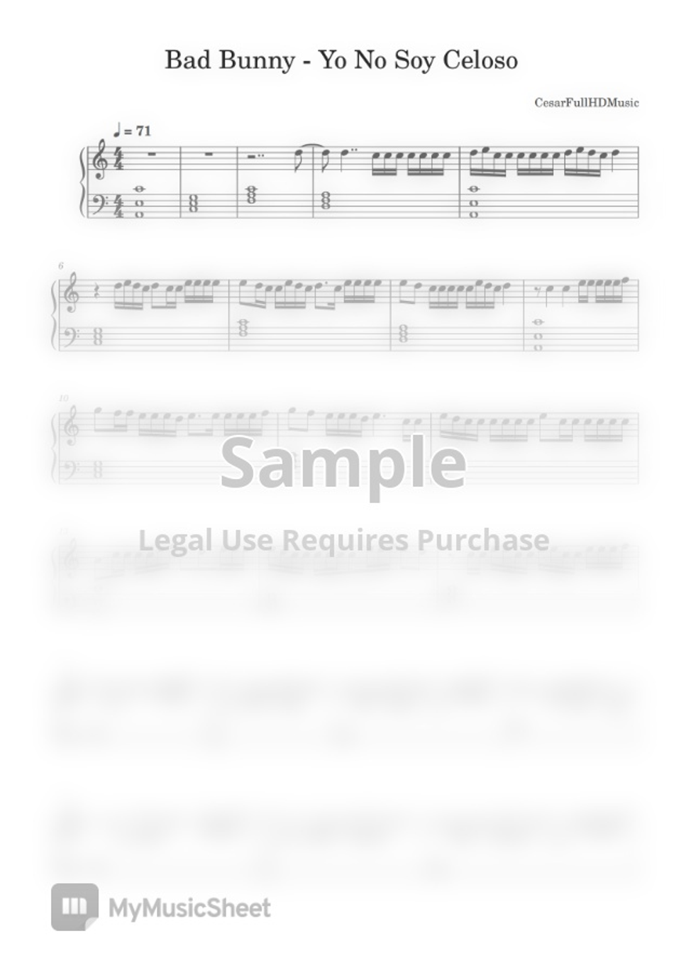Bad Bunny - Yo No Soy Celoso Sheet