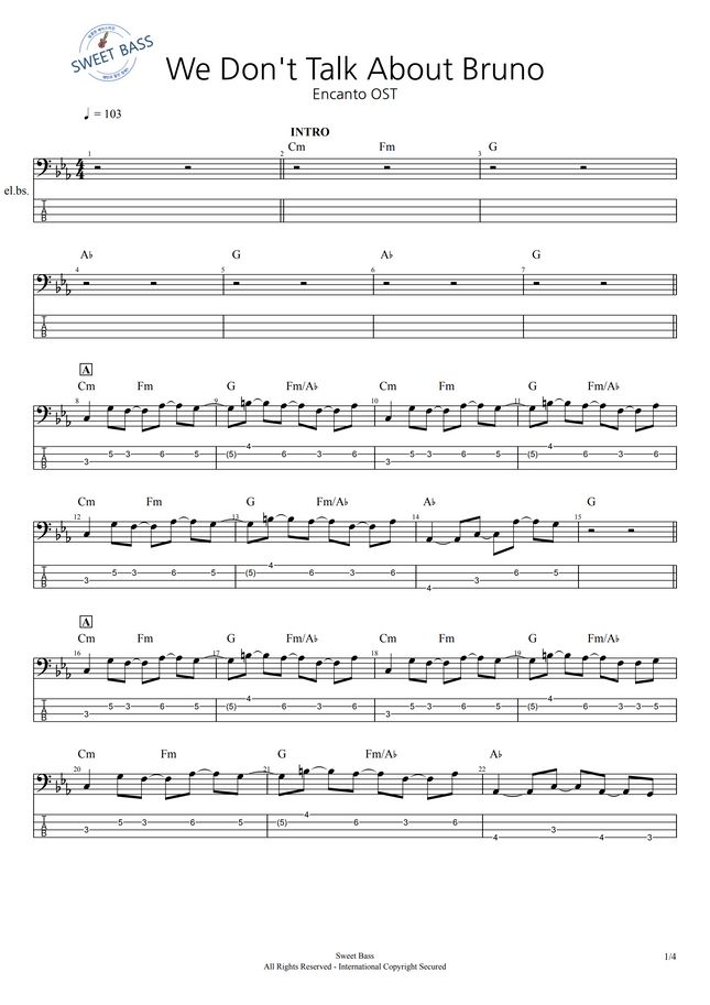 Encanto 엔칸토 ENCANTO OST We Don #39 t Talk About Bruno (Bass) by Sweet