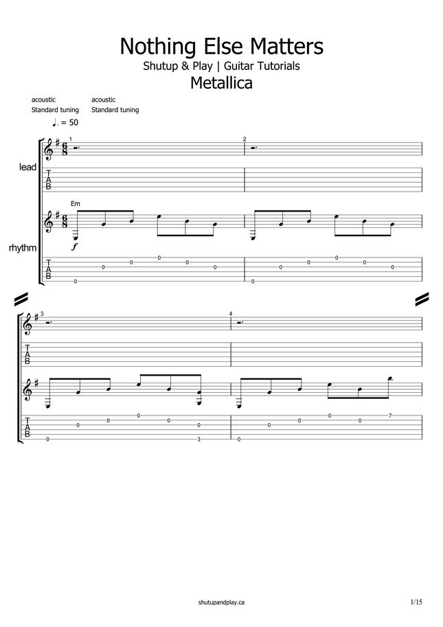 Nothing Else Matters Gitarre Noten Kostenlos Metallica - Nothing Else Matters by Shutup & Play Guitar Tutorials