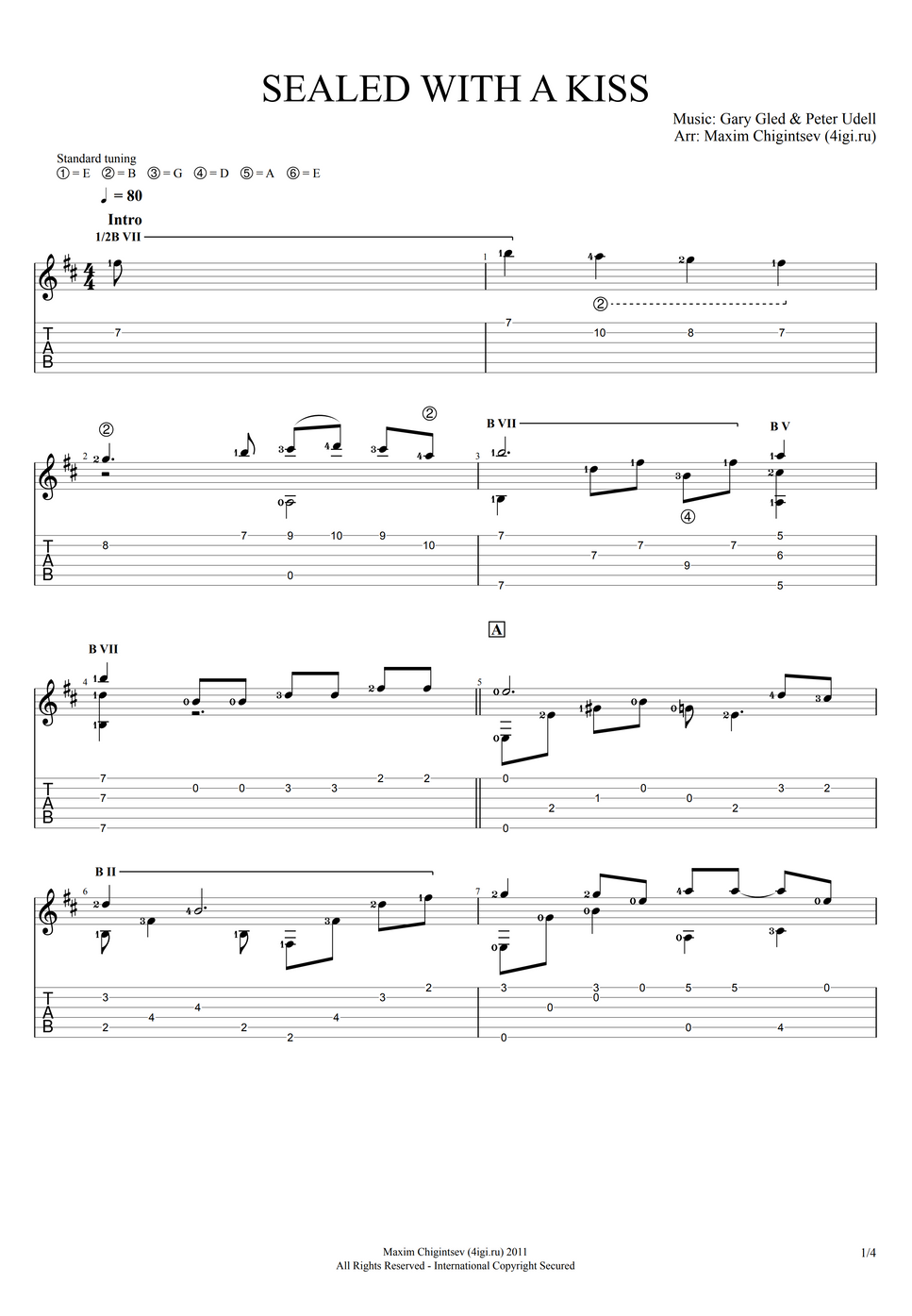 Sealed with a kiss guitar cover Sheet