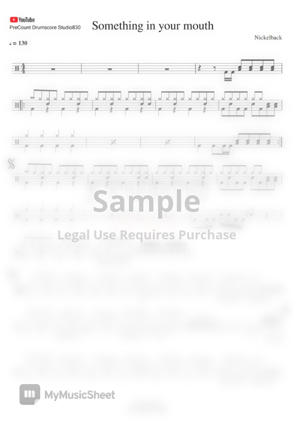 Nickelback - something in your mouth by studio830 악보