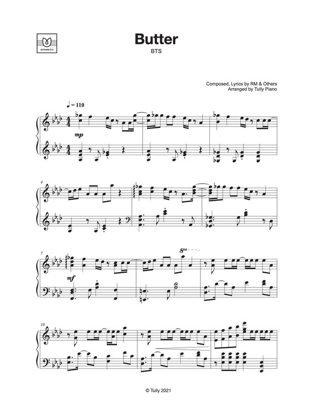BTS Butter by Tully Piano Sheet Music