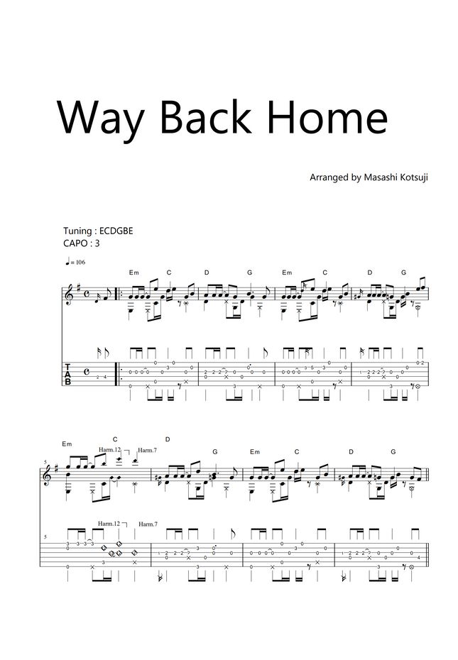 SHAUN Way Back Home by Masashi Kotsuji Sheet