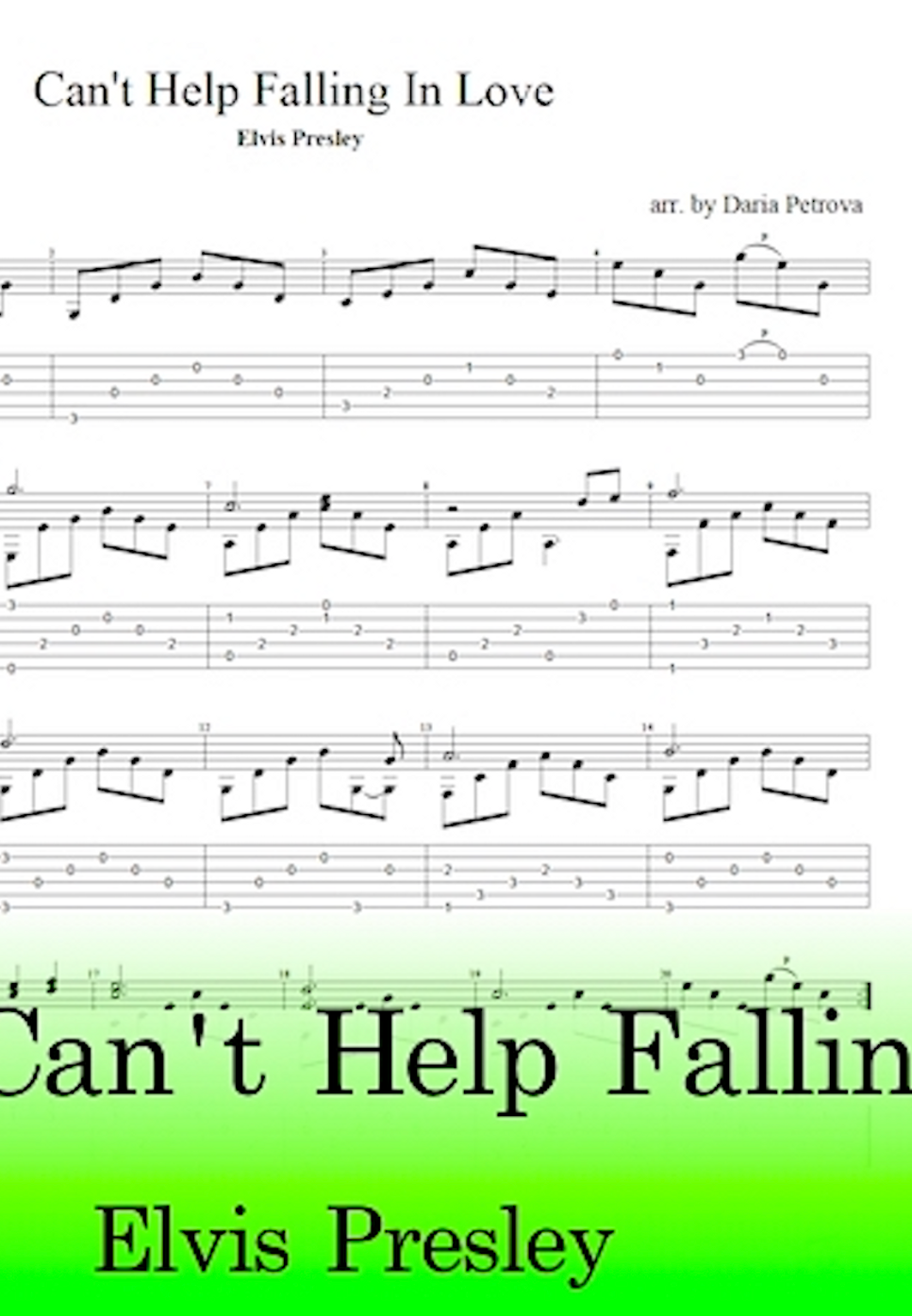Elvis Presley Can't Help Falling In Love (Fingerstyle Guitar