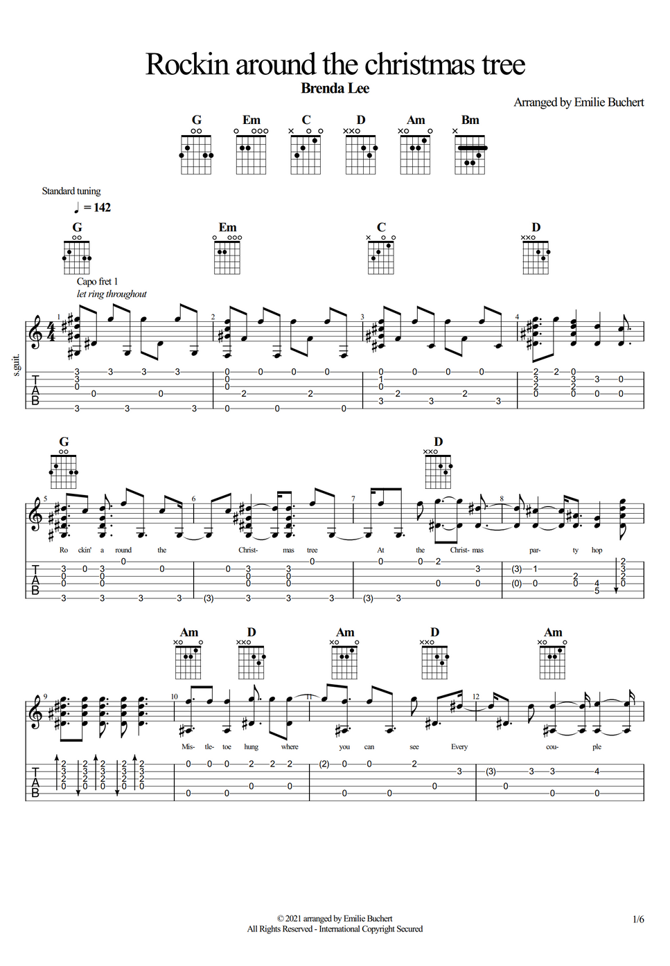rockin around the christmas tree fingerstyle